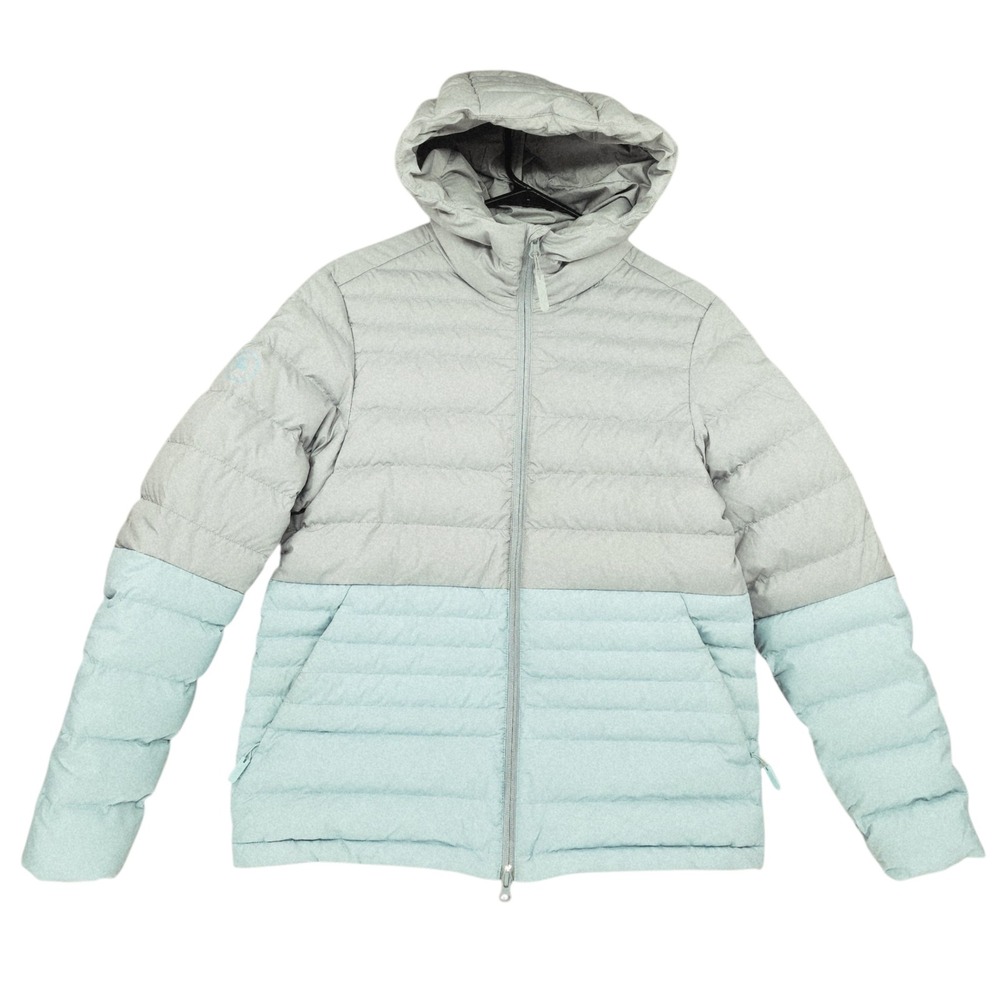 Backcountry Down Puffer Jacket L Womens‎ Grey Blue Goose Hooded Coat Gorpcore